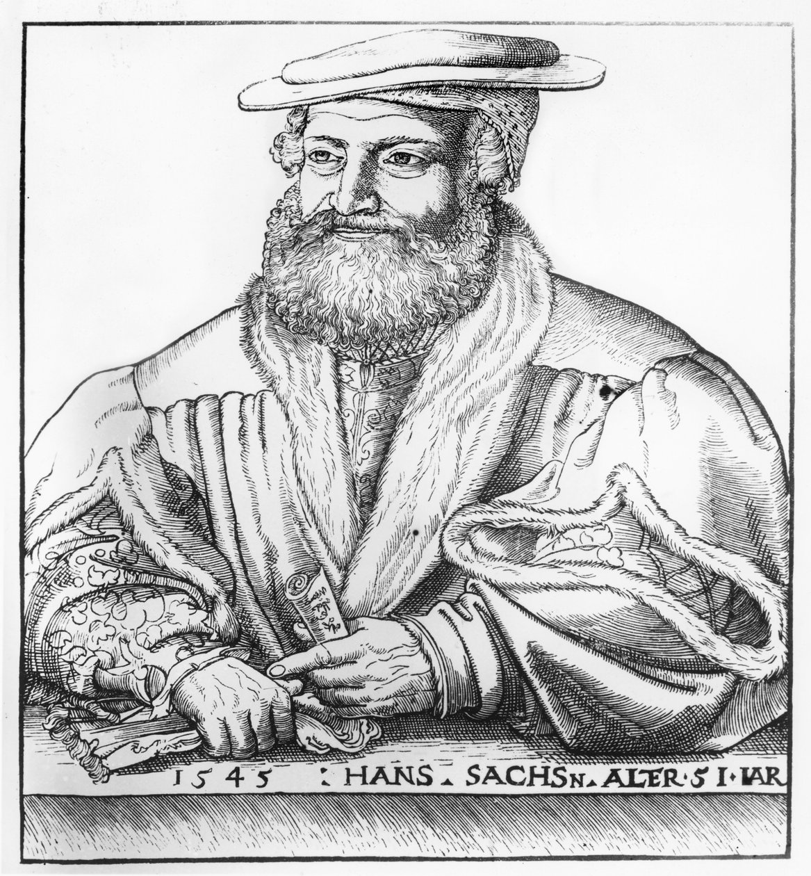 Portrait of Hans Sachs, 1545 by Hans Brosamer