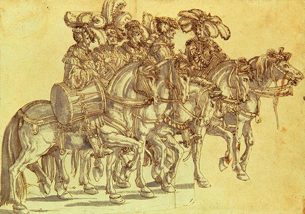 Five Drummers on Horseback, c.1500 by Hans Burgkmair