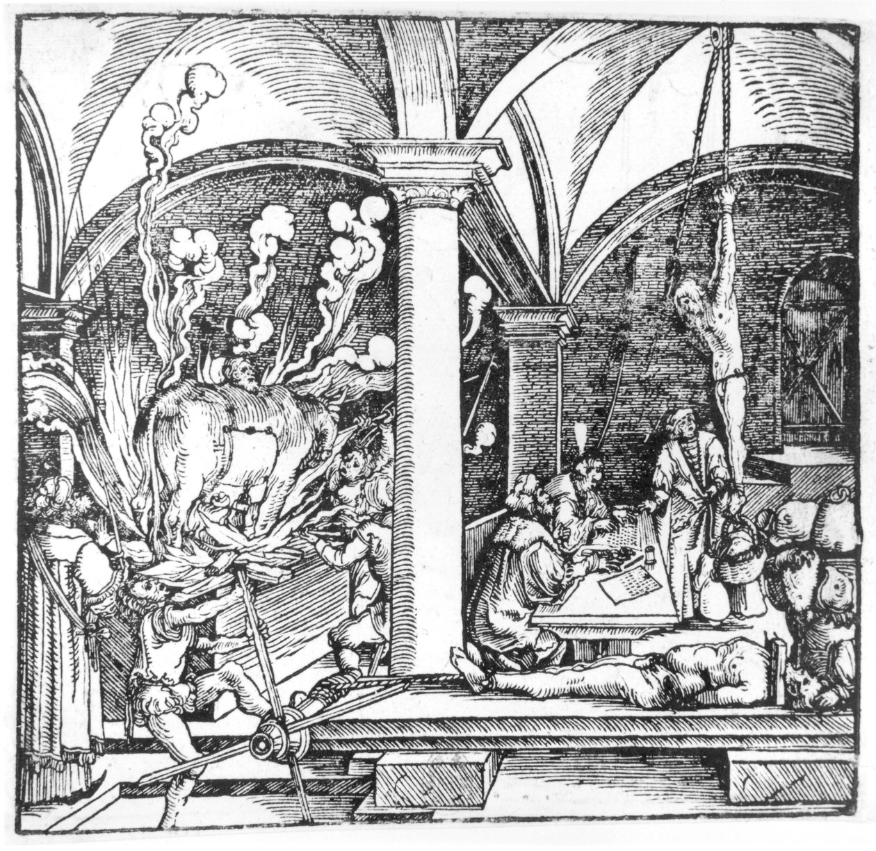 The Questioning, illustration from a book by Cicero Teutsch, Augsbourg, 1533 by Hans Burgkmair