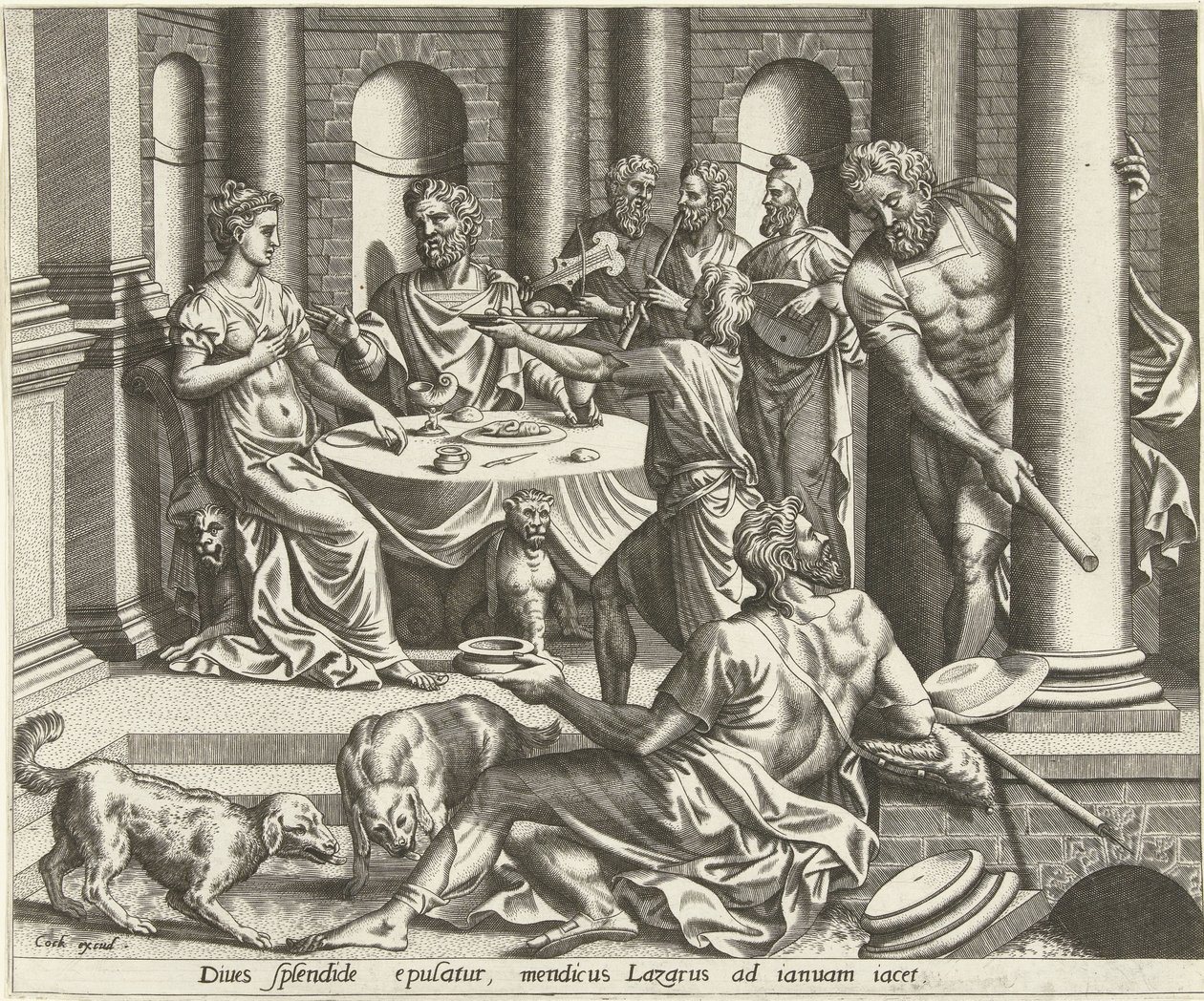 Lazarus begging at the rich man