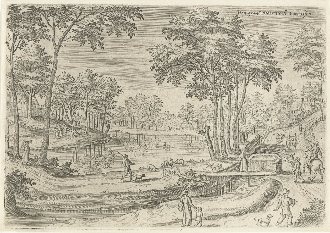 View of the Canal of Elsene (series title: Views from the Surroundings of Brussels) by Hans Collaert (I)