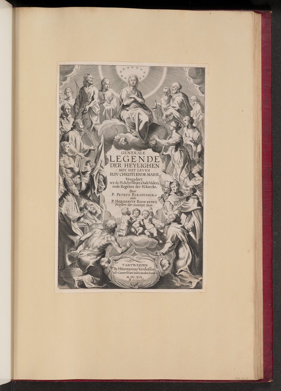 Title Page for Pedro de Ribadineira and Heribert Rosweyde, Generale Legende der Heylighen by Hans Collaert the Younger after Sir Peter Paul Rubens