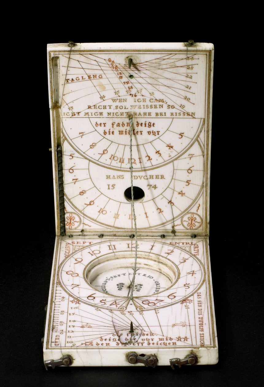 Tablet compass sundial, Nuremberg, 1574 by Hans Ducher