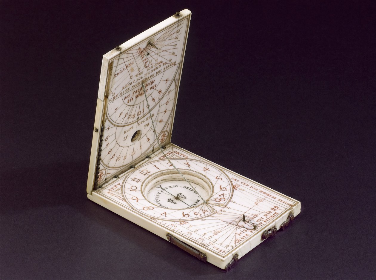 Tablet compass sundial, Nuremberg, 1574 by Hans Ducher