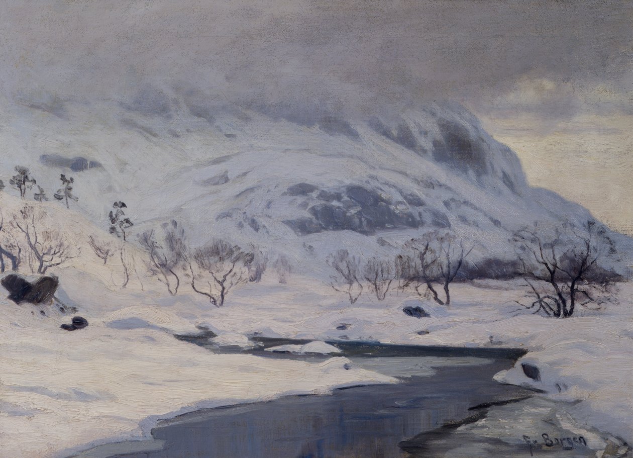 Mountain landscape, winter by Hans Fredrik Henriksen Borgen