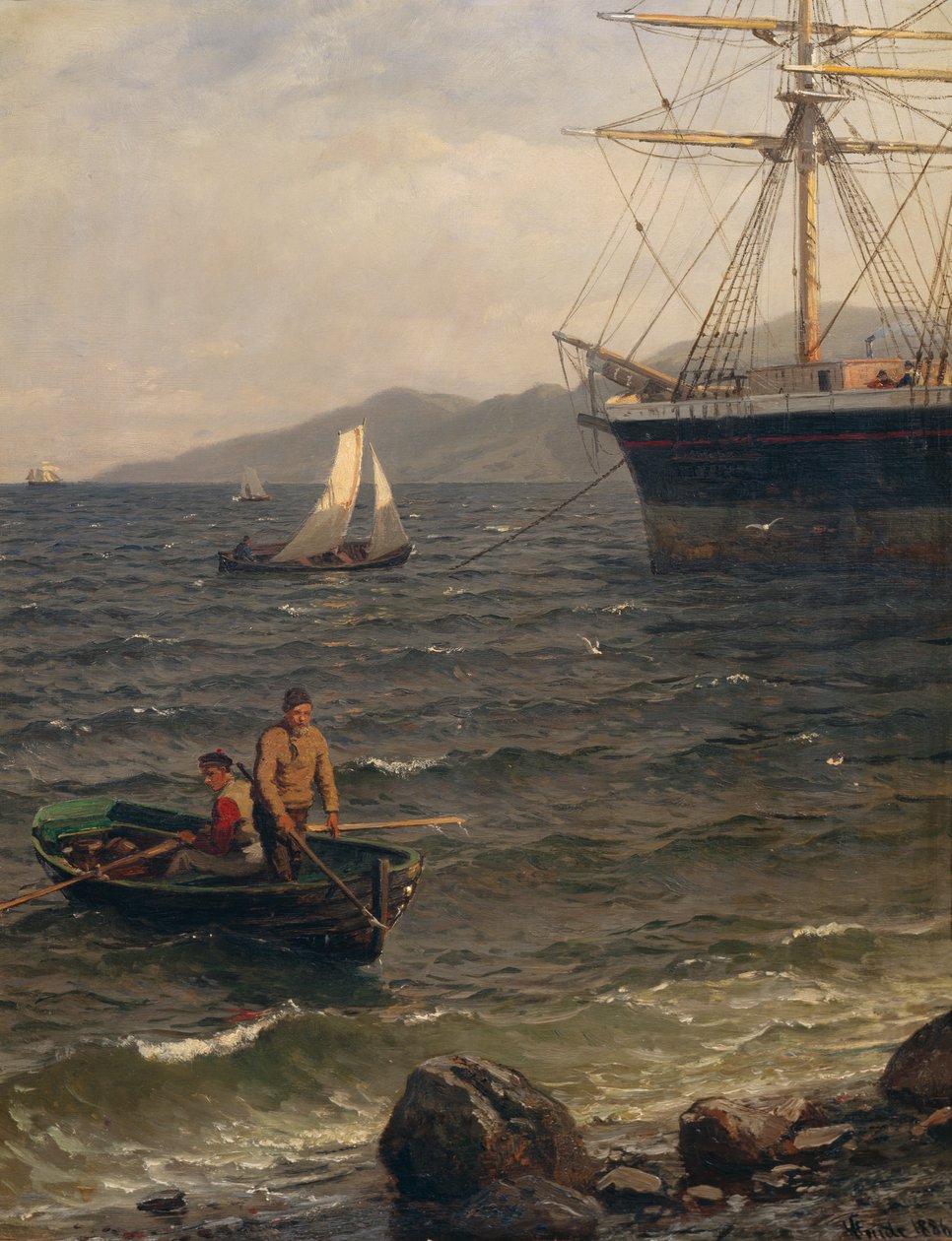 Norwegian Harbour by Hans Gude