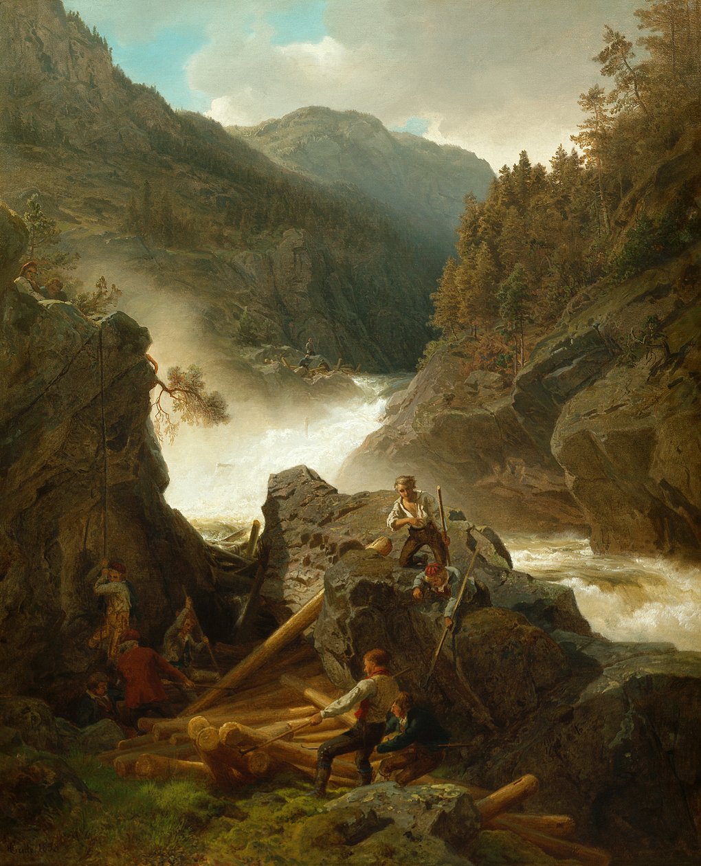 Rukkedals River, Nes in Hallingdal by Hans Gude