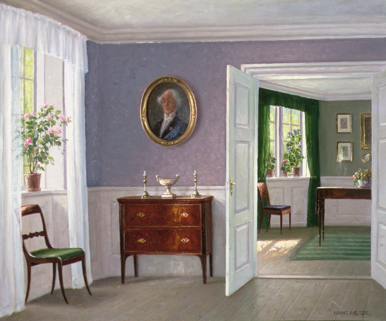 A Sunlit Interior by Hans Hilsoe