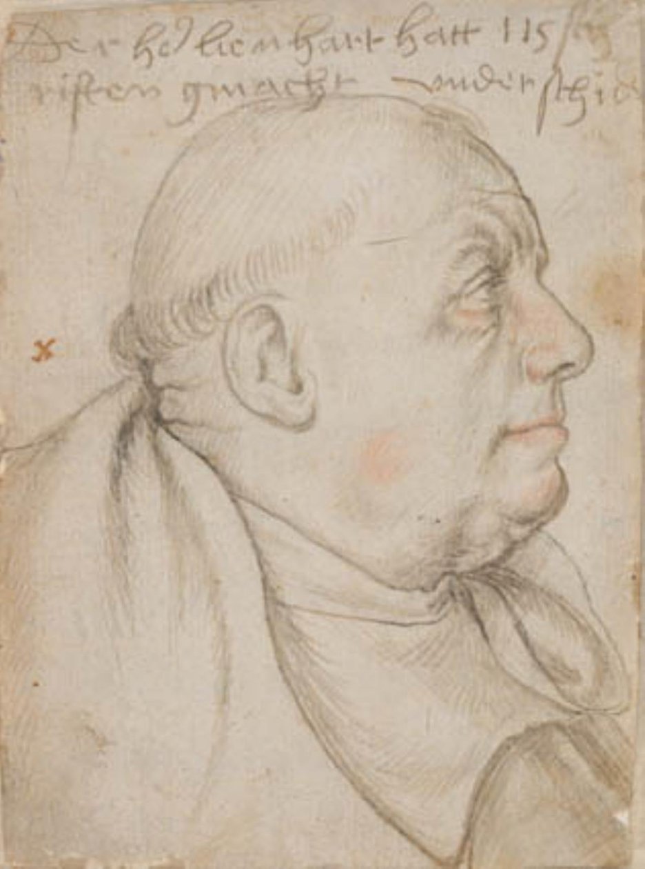 Portrait of the calligrapher Leonhard Wagner, nicknamed Würtslin, monk of Sts Ulrich and Afra in Augsburg, in profile to the right by Hans Holbein d.Æ.