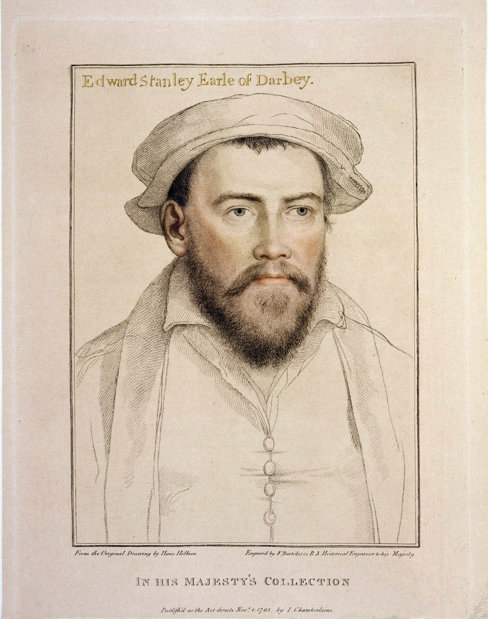 Edward Stanley Earl of Derby (1508-1572) engraved by Francesco Bartolozzi (1727-1815) 1793 by Hans Holbein der Jüngere