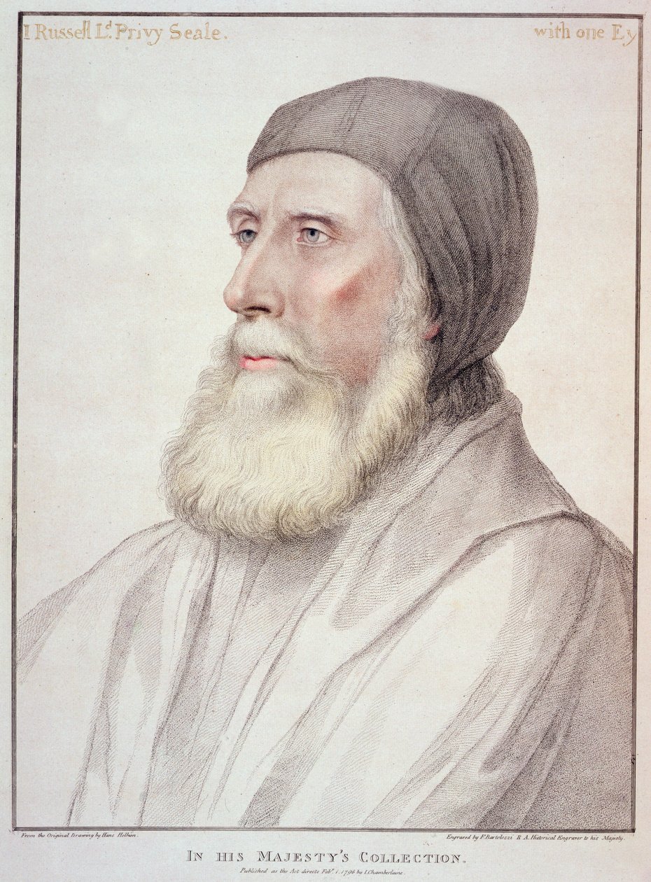 Portrait of John Russell 1st Earl of Bedford engraved by Francesco Bartolozzi by Hans Holbein der Jüngere