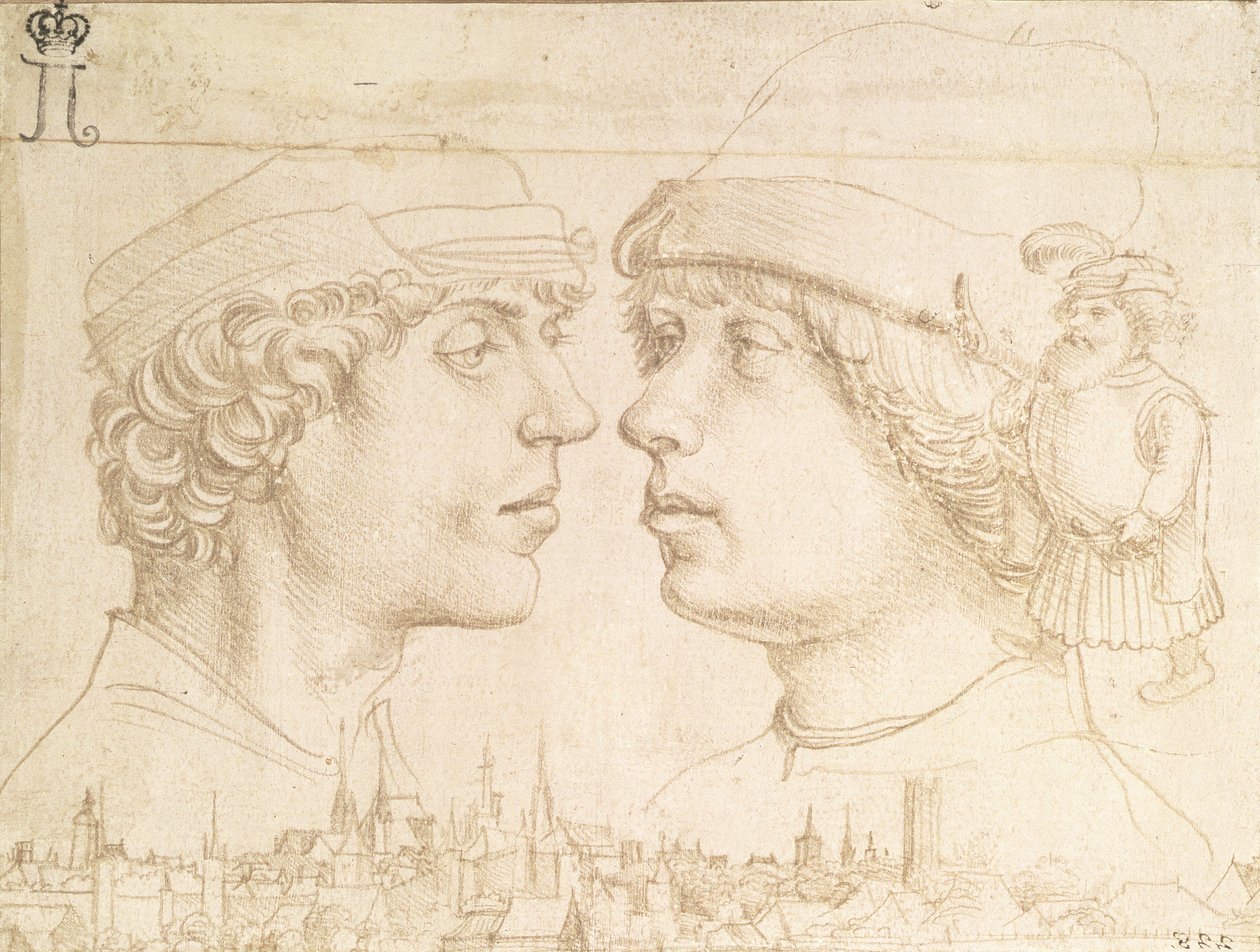 Portraits of Two Youths, a Dwarf and a Townscape by Hans Holbein der Jüngere