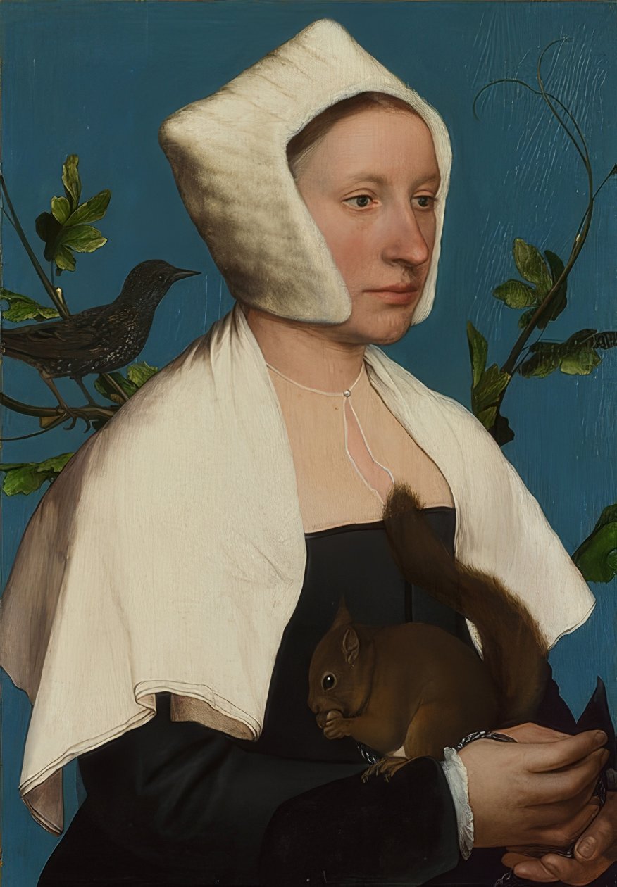 Lady with Squirrel and Starling (Anne Lovell?) by Hans Holbein der Jüngere