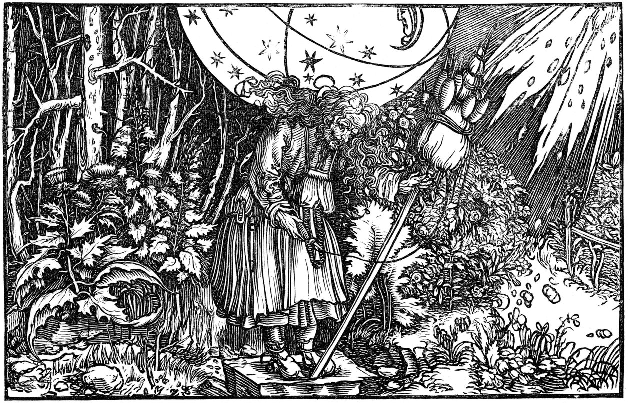 Old woman witch or fairy spinning, 1547 by Hans Holbein der Jüngere
