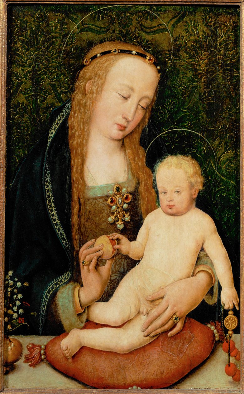 Saint Mary Hands a Pomegranate to the Child by Hans Holbein the Younger