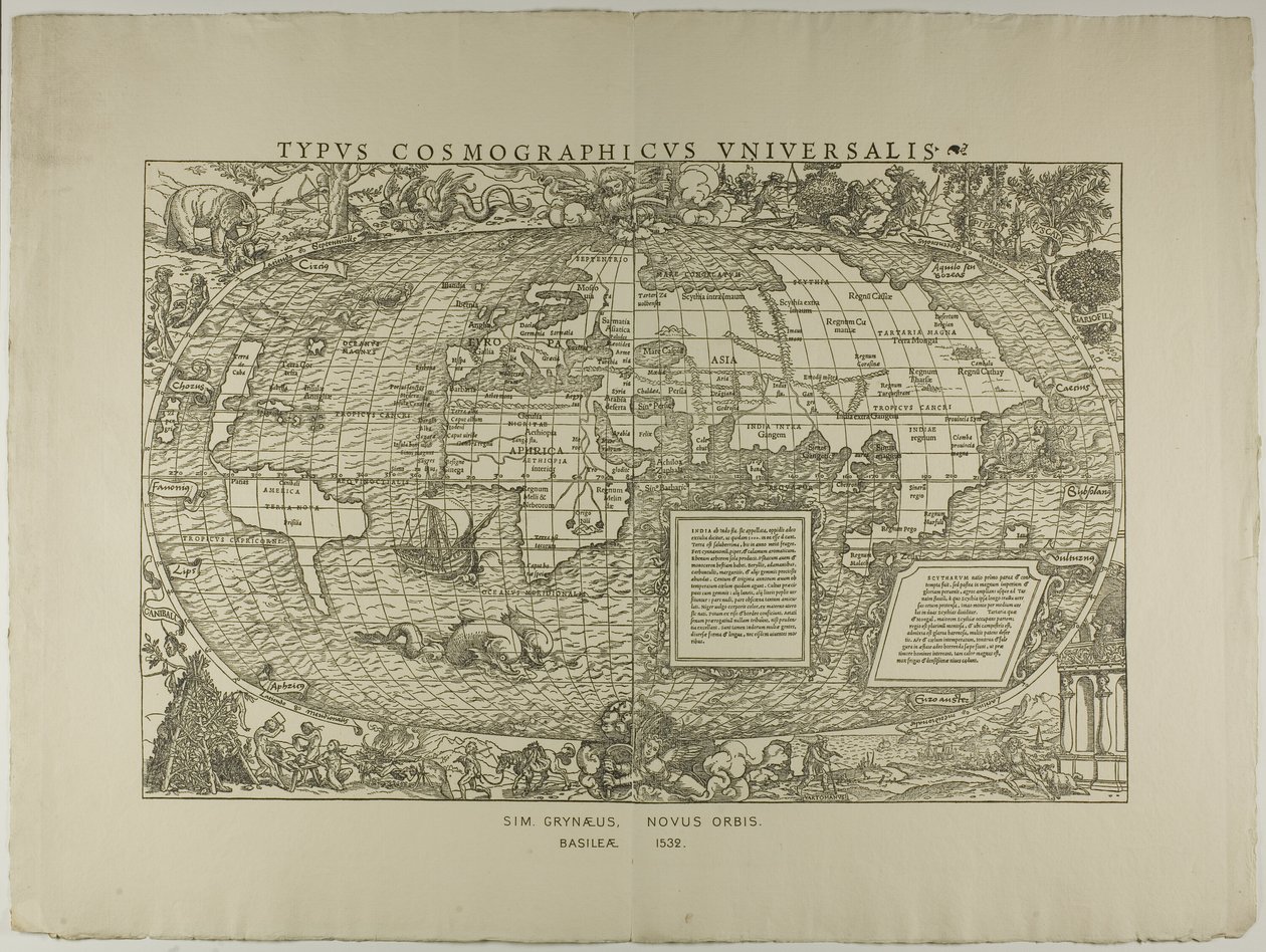 Universal Cosmographic Type, Sim. Grynaeus, New World, Basel 1532 by Hans Holbein the Younger