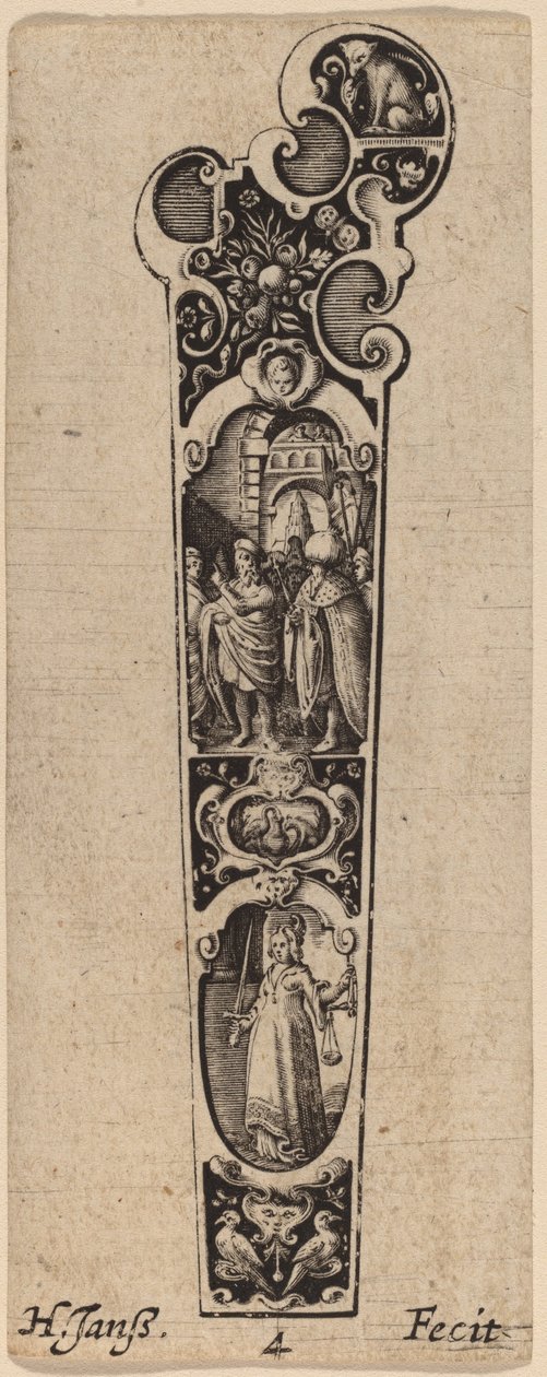 Handle for Knife or Fork, Ornamented with Figures by Hans Janssen
