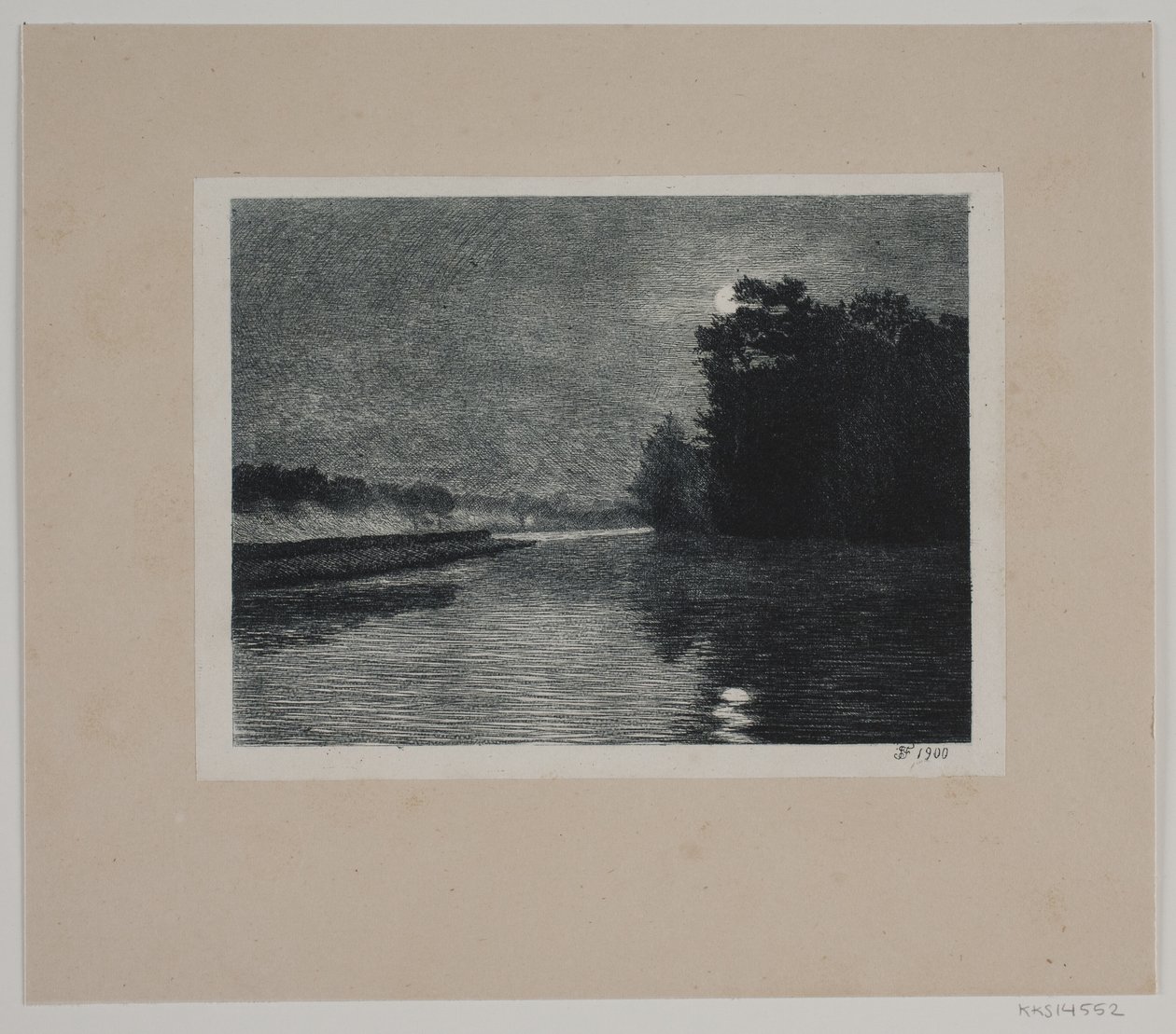Landscape. Moonlight by Hans Julius Fæster