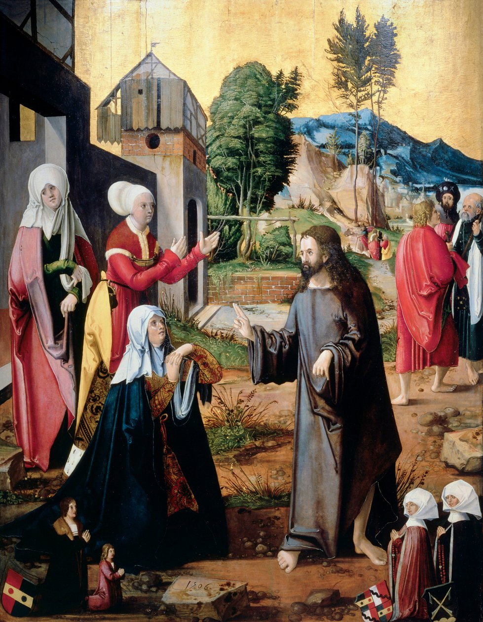 Christ taking leave of his mother, with four donors by Hans Leonard (attr. to) Schaufelein