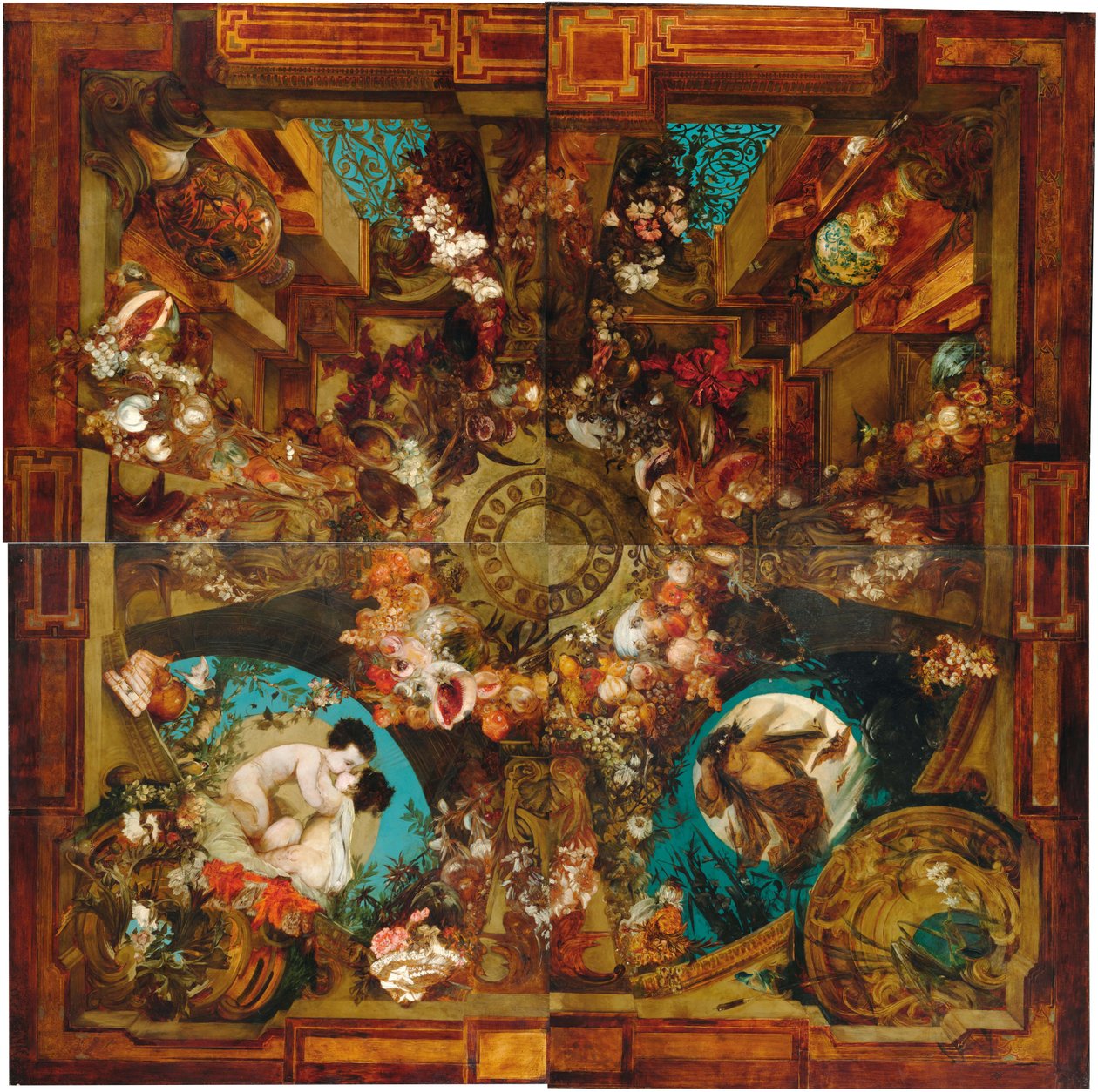 Night and Morning, ceiling painting in four parts by Hans Makart