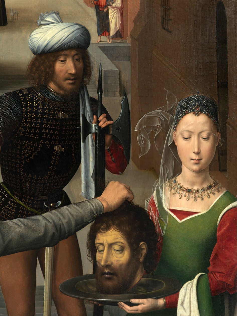 (detail) left panel of the Triptych of Saint John the Baptist and Saint John the Evangelist by Hans Memling