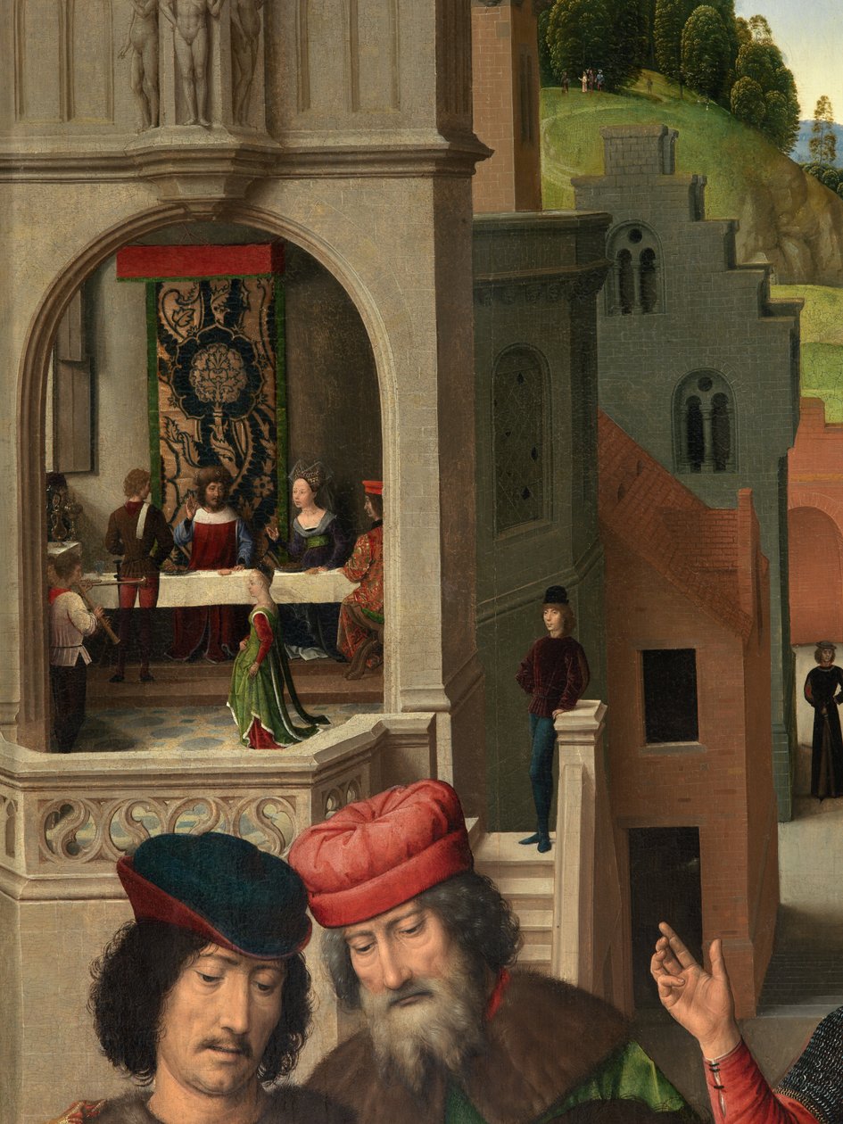 (detail) left panel of the Triptych of Saint John the Baptist and Saint John the Evangelist by Hans Memling