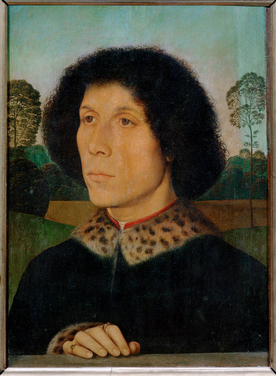 Male Portrait with Landscape by Hans Memling