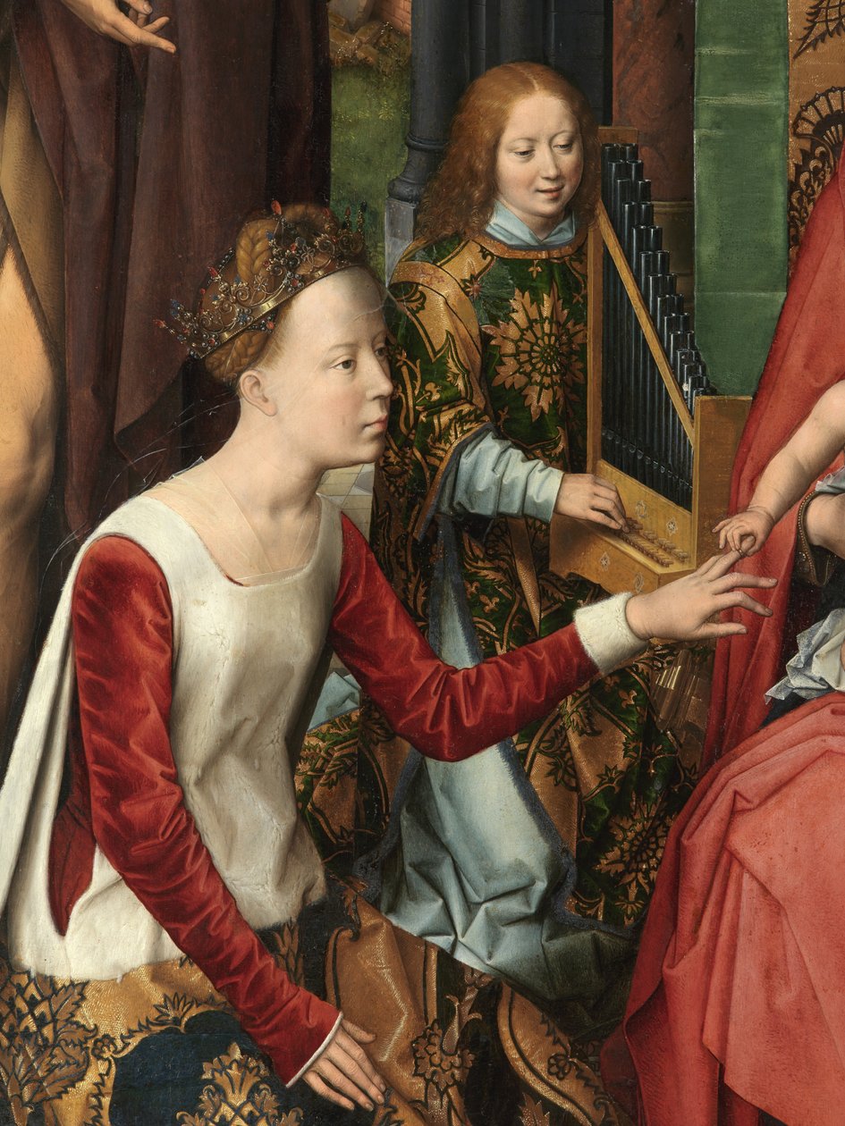 St. Catherine, central panel of the Triptych of Saint John the Baptist and Saint John the Evangelist (detail) by Hans Memling