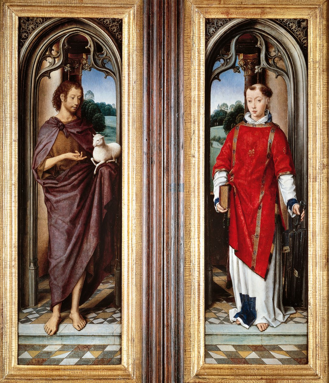 St John Baptist and St Lawrence, by Hans Memling by Hans Memling