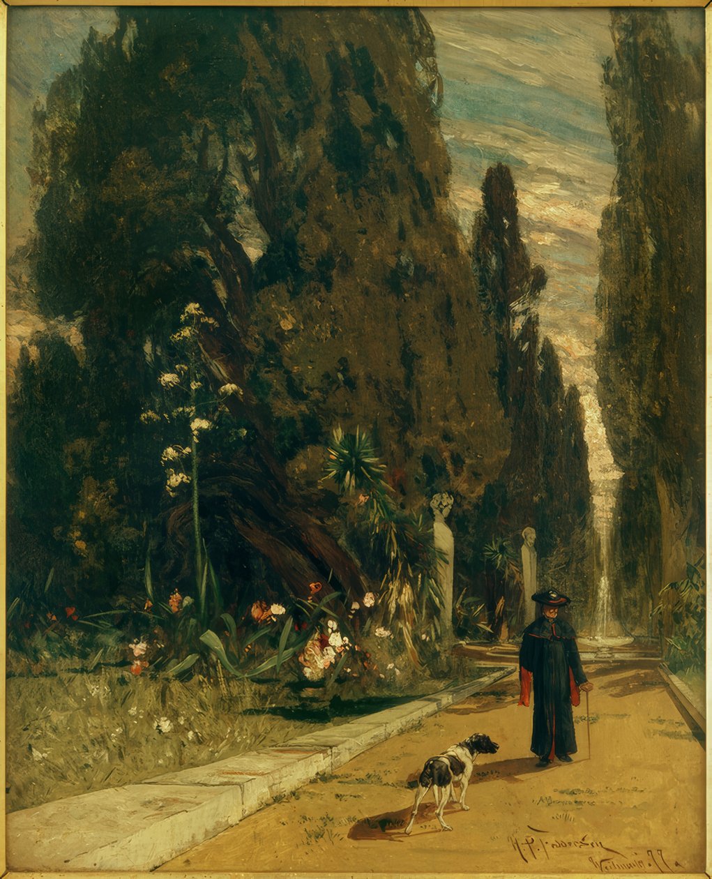 H.P. Feddersen the Younger, In the Park of Villa d’Este (Tivoli) by Hans Peter Feddersen der Jüngere