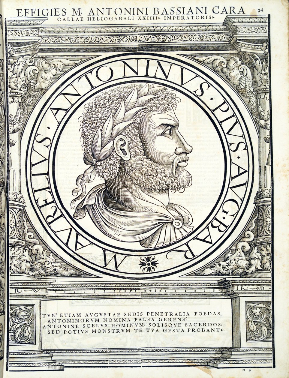 Heliogabalus, illustration from Imperatorum Romanorum Omnium Orientalium et Occidentalium Verissimae Imagines ex Antiquis Numismatis by Hans Rudolf Manuel Deutsch