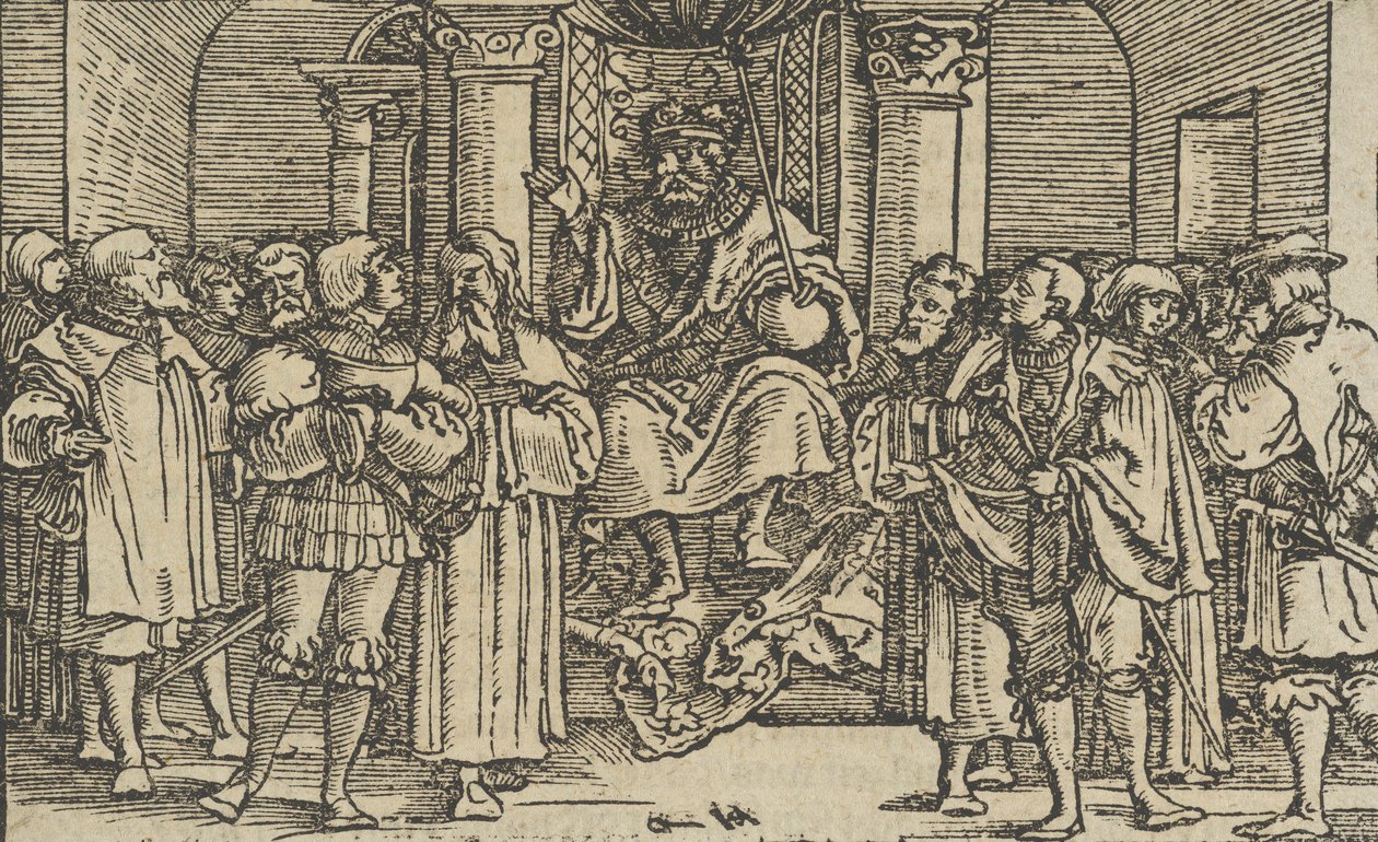 Representatives of Athens and Corinth at the Court of Archidamas, King of Sparta, 1533 by Hans Schäufelein the Elder