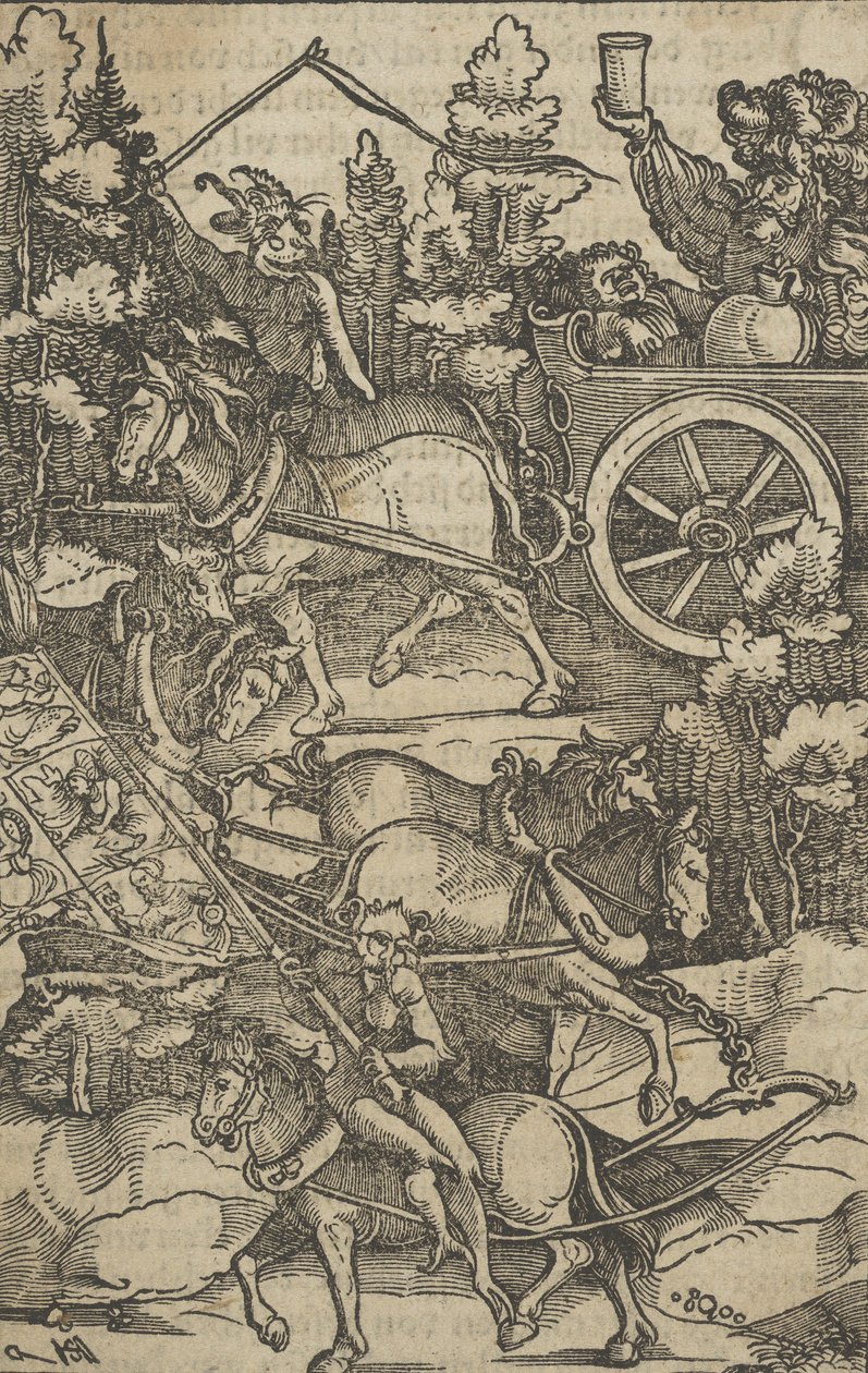 The Drunken Man on a Chariot on his Way to Hell by Hans Schäufelein the Elder