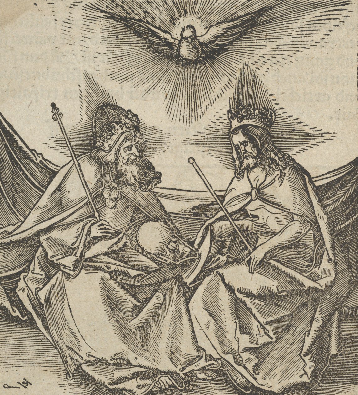 The Holy Trinity, from Hymmelwagen auff dem, wer wol lebt by Hans Schäufelein the Elder