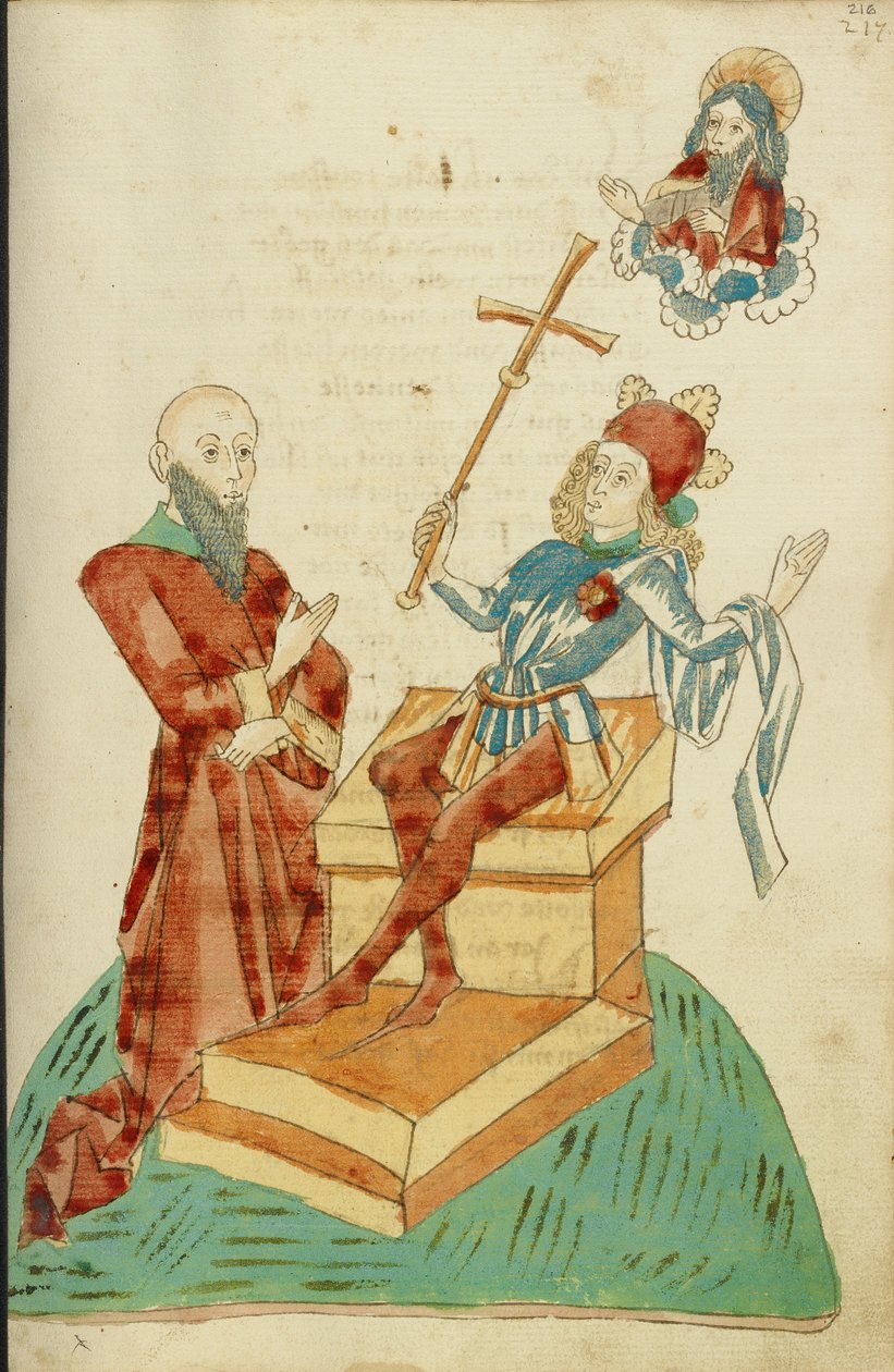 A Pagan Scholar before Josaphat, who Gestures to God the Father in Heaven by Hans Schilling