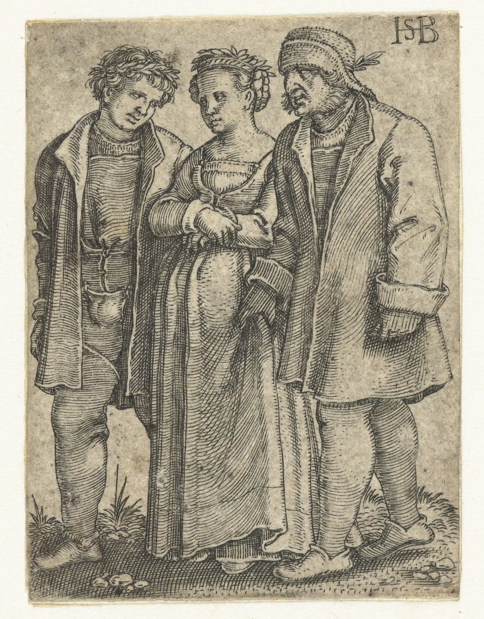 Bride and father of the bride (Procession for peasant wedding series) by Hans Sebald Beham