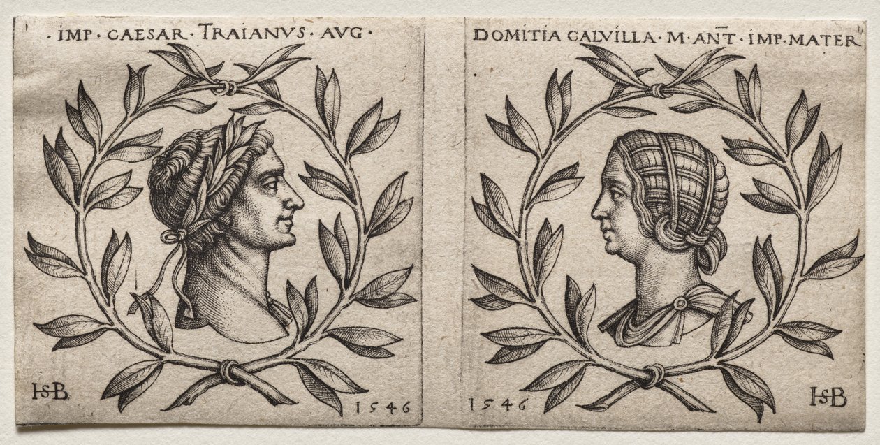 Busts of Emperor Trajan and Domitia Calvilla by Hans Sebald Beham