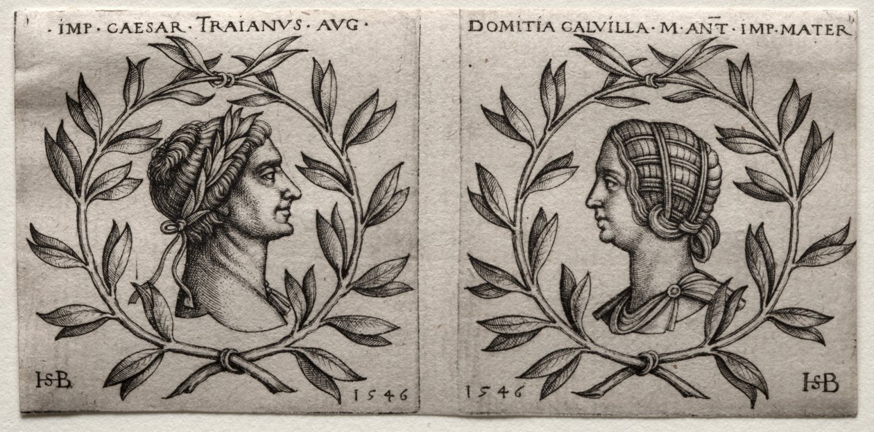 Busts of Emperor Trajan and Domitia Calvilla, 1546 by Hans Sebald Beham