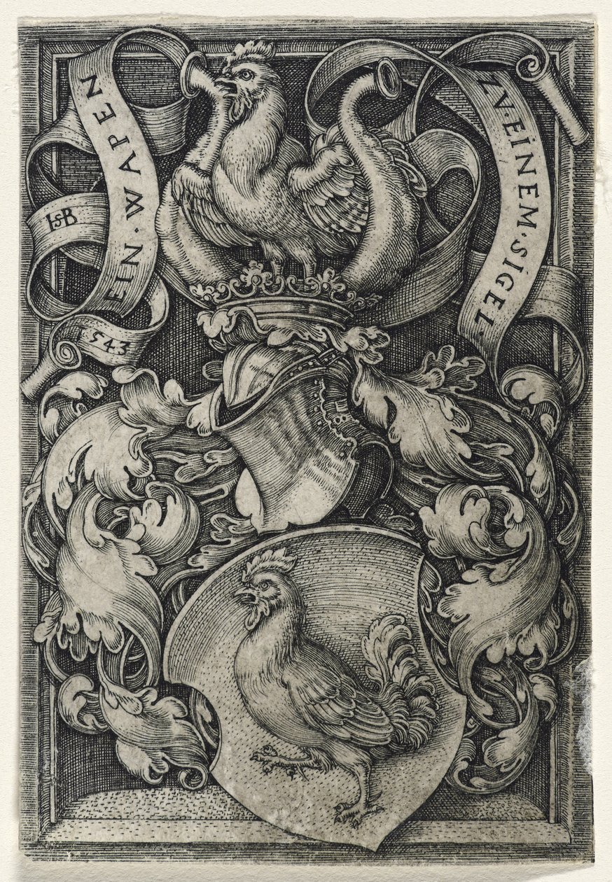 Coat of Arms with a Cock, 1543 by Hans Sebald Beham