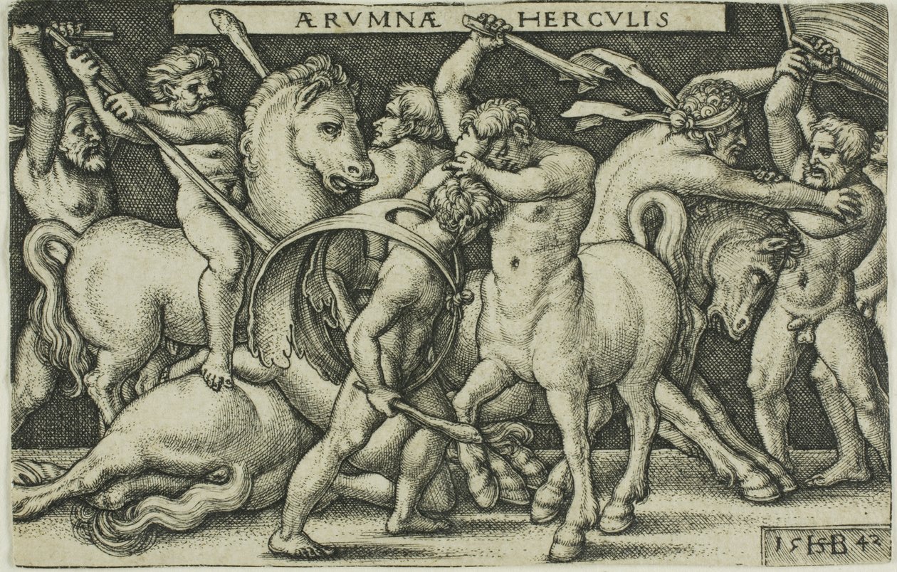 Hercules and the Centaurs, from Labors of Hercules by Hans Sebald Beham