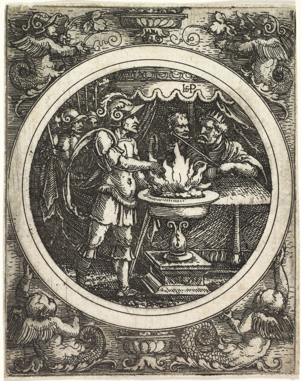 Mucius Scaevola Holding His Hand in the Fire by Hans Sebald Beham