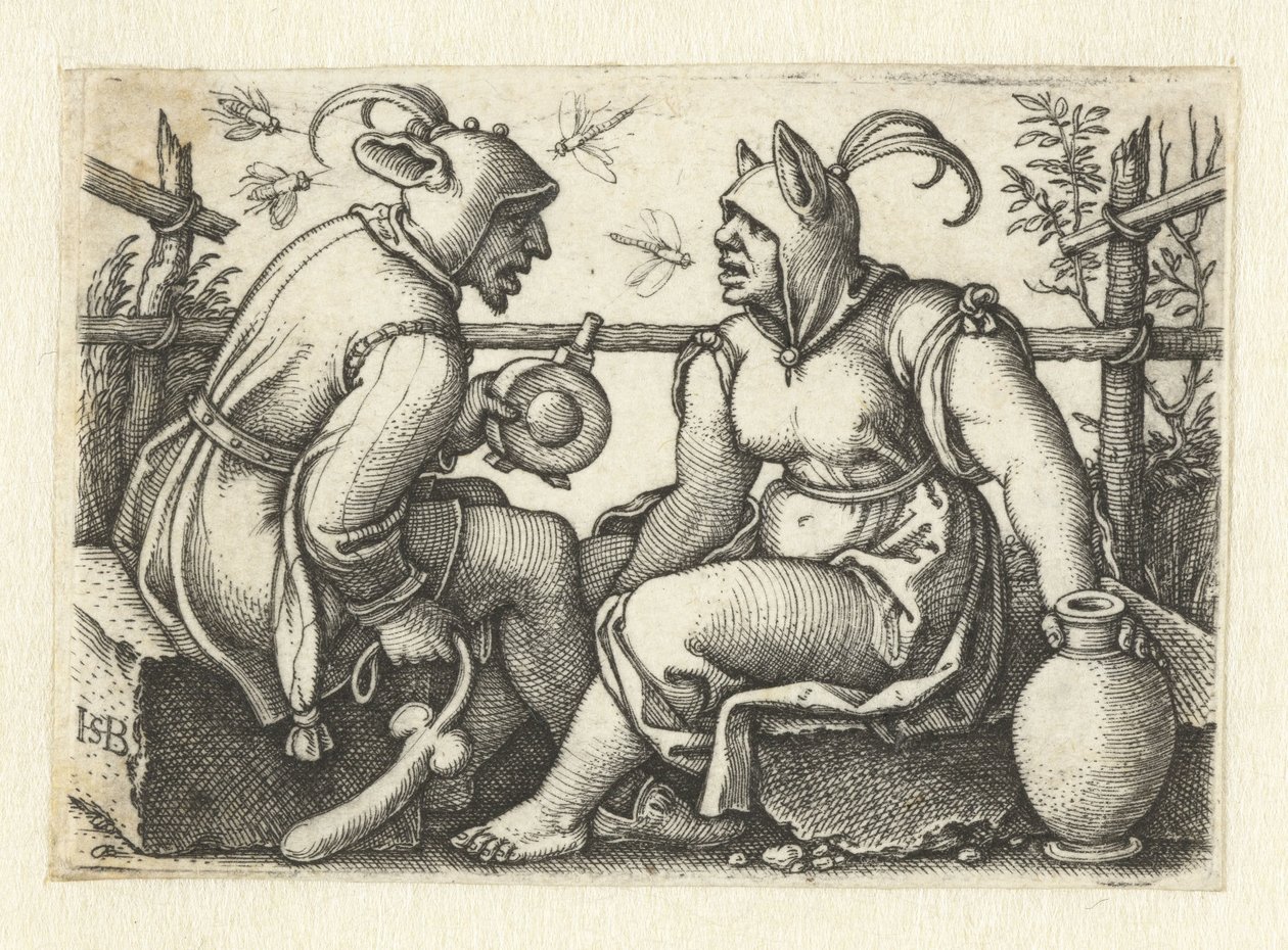 Jester with phallus and female jester by Hans Sebald Beham