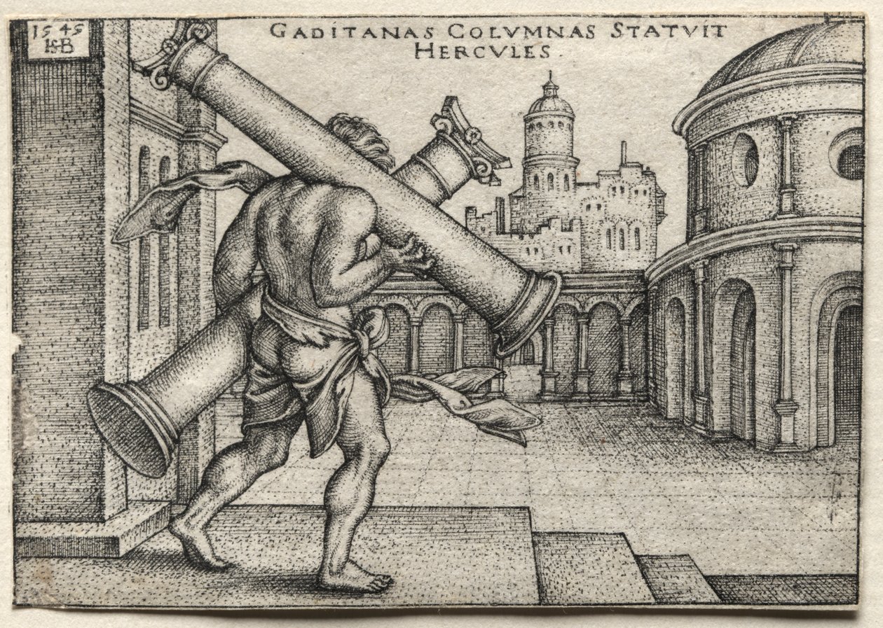 The Labors of Hercules: Hercules Carrying the Columns of Gades by Hans Sebald Beham