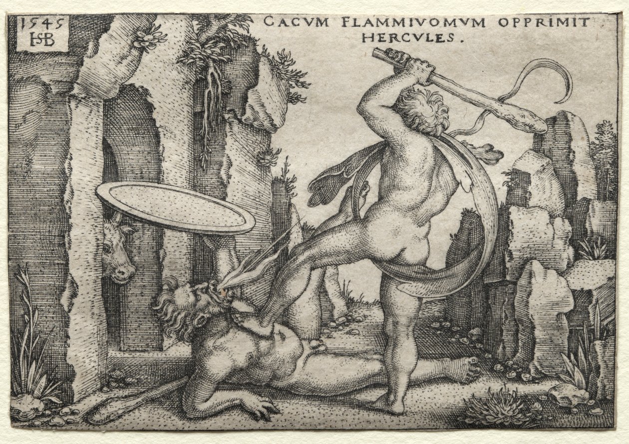 The Labors of Hercules: Hercules Killing the Giant Cacus by Hans Sebald Beham