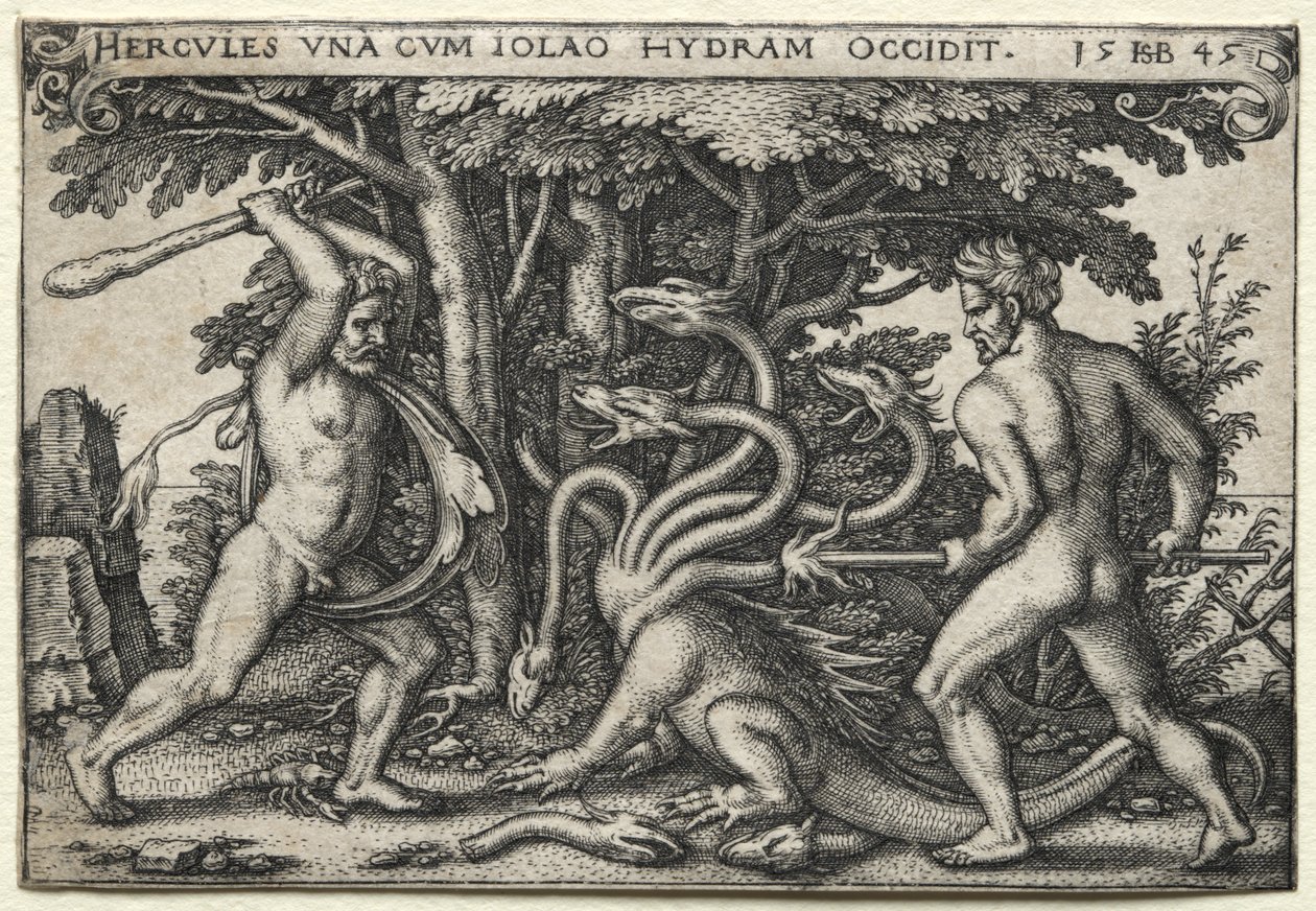The Labors of Hercules: Hercules Killing the Lernean Hydra by Hans Sebald Beham