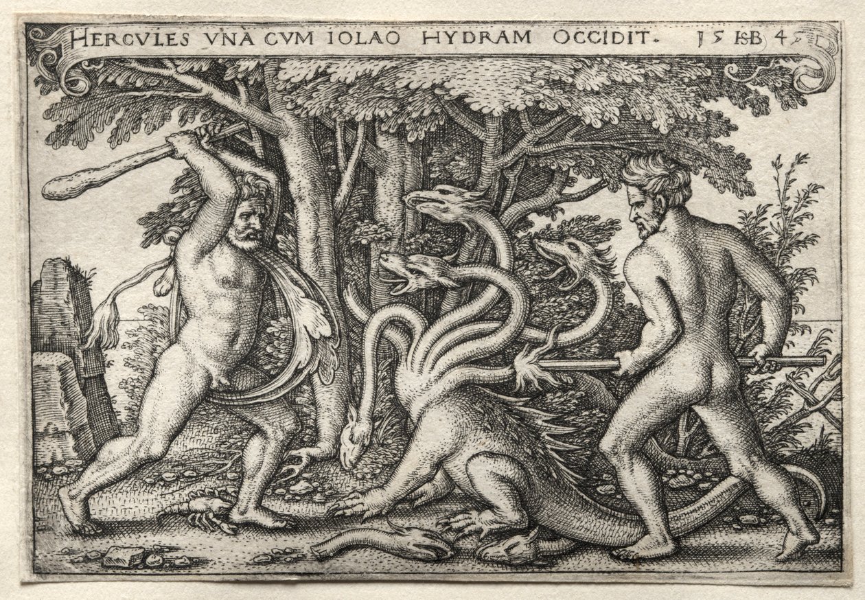 The Labors of Hercules: Hercules Killing the Lernean Hydra by Hans Sebald Beham