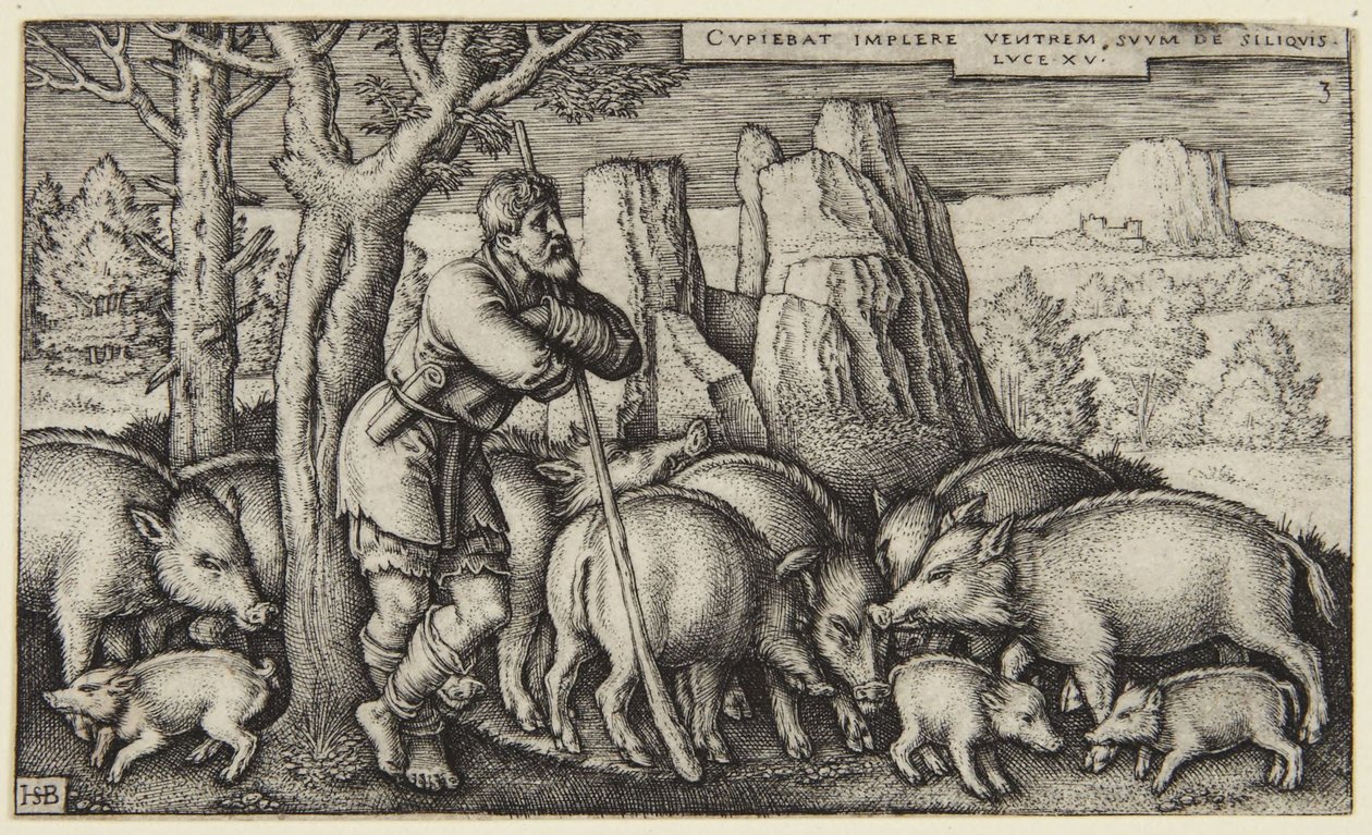 The Prodigal Son III: Son among the Swine by Hans Sebald Beham