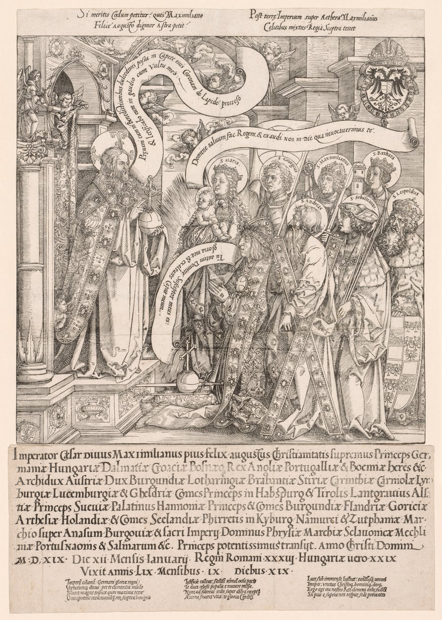 Maximilian Presented by His Patron Saints to the Almighty by Hans Springinklee