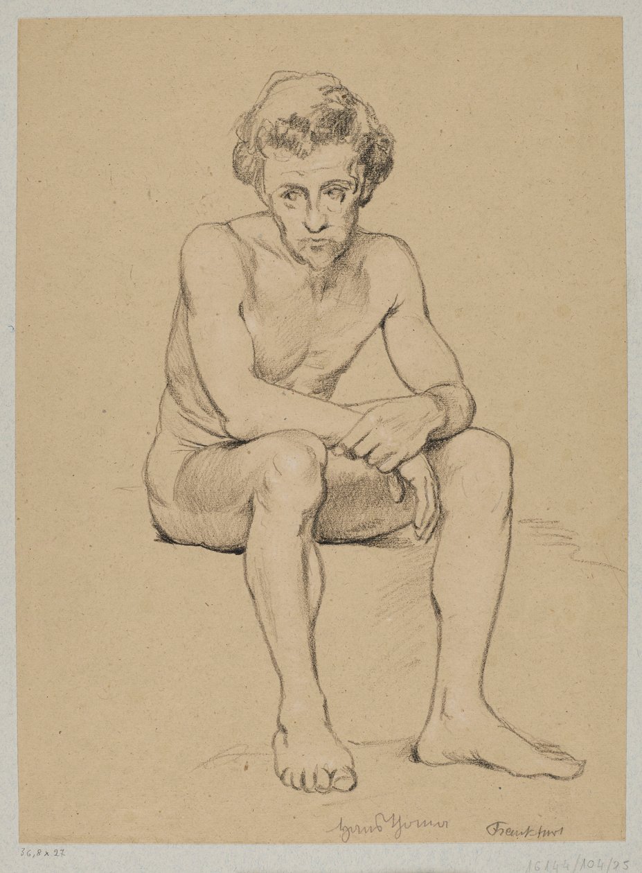 Seated Male Nude by Hans Thoma