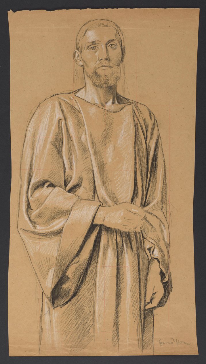 Christ Presented to the Knees in a Standing Position, En Face by Hans Thoma